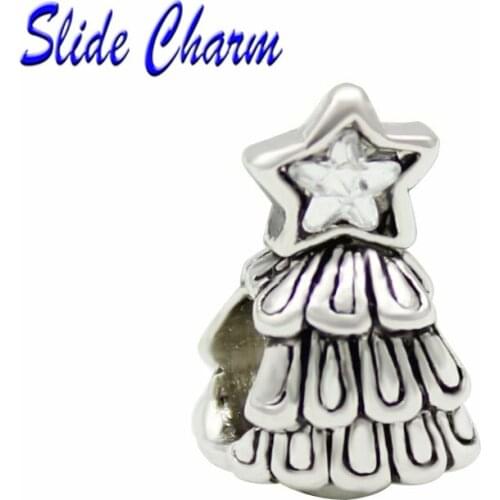 DIY charm European and American style Christmas beads, white pentagonal crystal Christmas tree Fit Pandora Bracelet Necklace