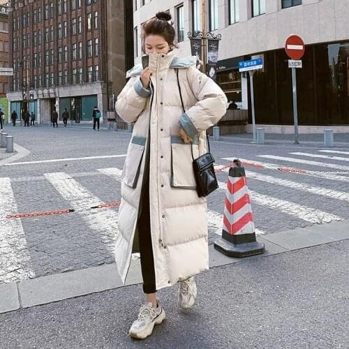 Long Winter Down Jackets For Women 2021 New Hooded Overcoat Female Thicken Warm Cotton Coat Winter Warm Cotton-padded Parka Coat
