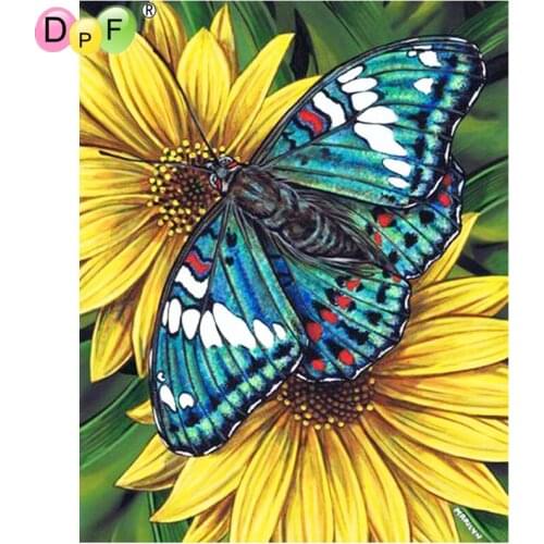 DPF 5D Round full Diamond painting Cross Stitch Diamond Embroidery Needlework butterfly flower diamond Mosaic home decor crafts