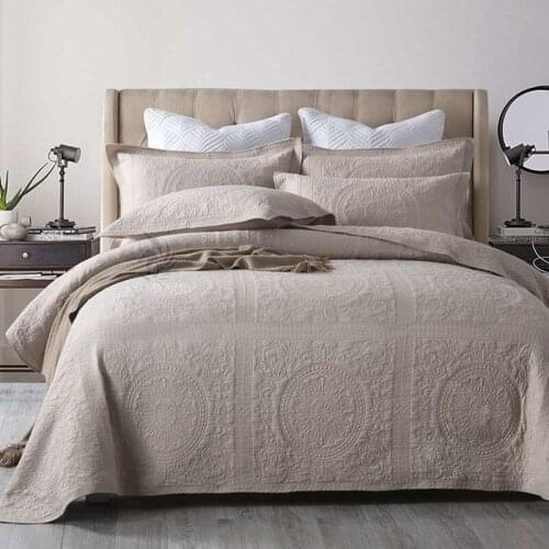 CHAUSUB Bedspreads For Bed Cotton Quilt Set 3pcs Embroidered Quilts Bed Cover King Queen Size Quilted Coverlet Blanket On Bed