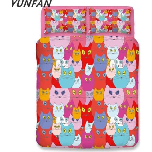 Cartoon Cat Bedding sets twin queen king Quilt Cover cute Pillow Case single double girls luxury duvet cover set pink bedclothes