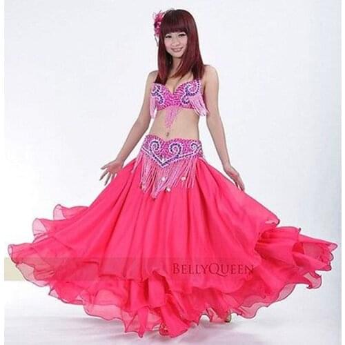 2018 Belly Dance Suit Brilliant Shiny Bras (34/75c)&beads Belly Dance Belt Suit(no Skirt!)