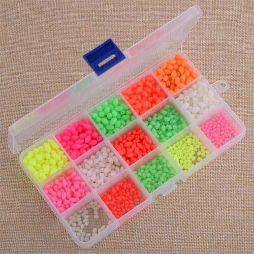 LETAOSK New 1500pcs/Box Mixed Round Premium Color Plastic Oval Assorted Soft Carp Floating Rig Beads Sea Fishing Lures Tool