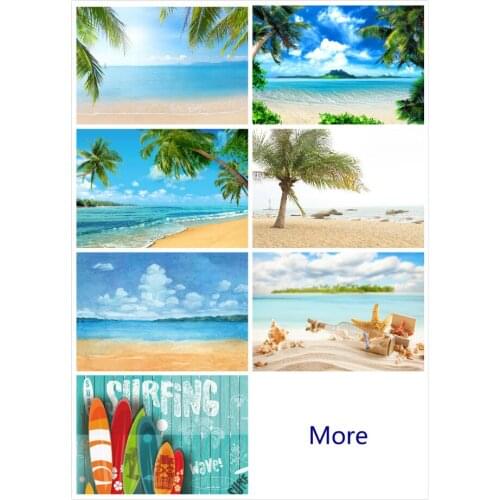 Sea Seaside Coconut Tree Baby Photography Background Summer Beach Party Decor Photo Backdrop for Photographic Studio Photocalls