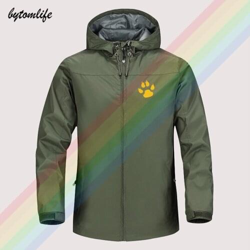 The Footprints Of Wolf Yellow Outdoor Mountaineering Windproof Jacket Hooded Comfortable Men Fashion High Quality Asian Size