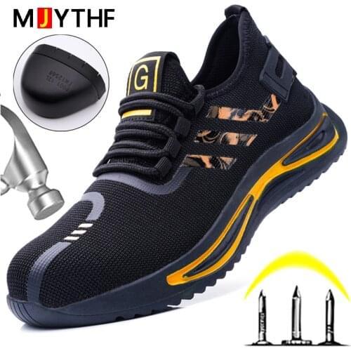Man Safety Shoes Puncture-Proof Work Sneakers Lightweight Work Shoes Men Steel Toe Shoes Safety Boots Indestructible Shoes 2021