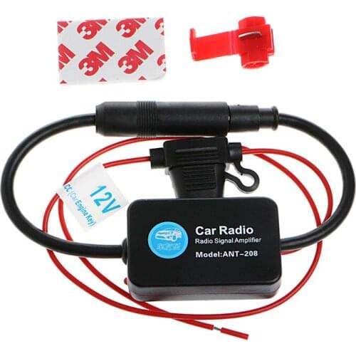 New 12V 25dB Car FM Radio Antenna Amplifier Booster with Indicator Model ANT-208