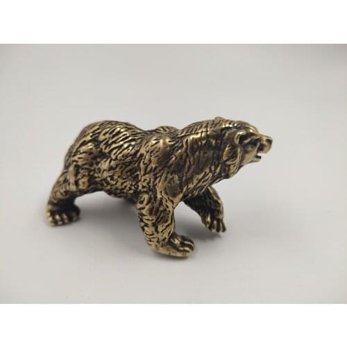Solid copper polar bear tea pet decoration, animal paperweight
