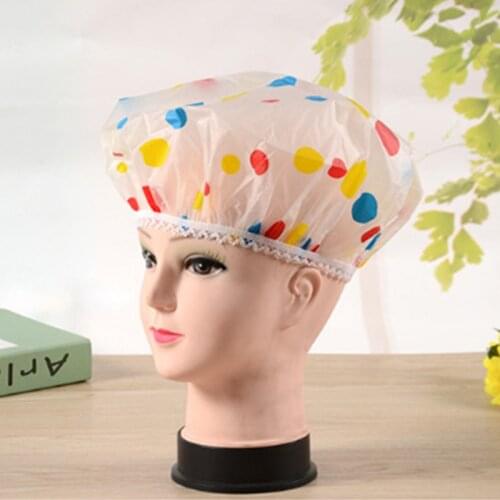 Wholesale 100PC Color Lace Style Color Random Waterproof Shower Cap Thick Elastic Shower Cap Ladies Shower Cap Bathroom Products