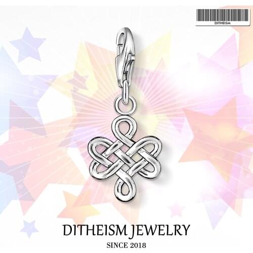 Chinese Knot Charms Pendant,2018 Fashion Jewelry 925 Sterling Silver Ethnic Gift For Men Women Girls Fit Bracelet Necklace Bag