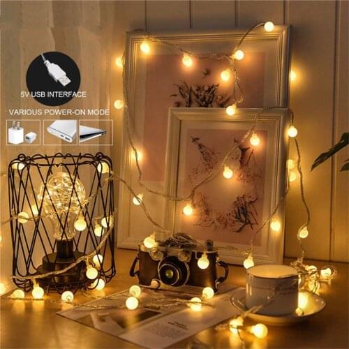 Holiday Lamp string USB 3M 5M 10M Fairy Garland Ball LED String Light Fairy String Decorative Light For Christmas Wedding Party