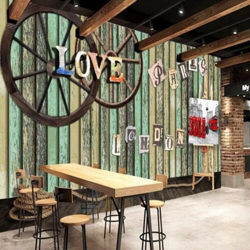 Drop Shipping Photo Wallpaper Nostalgic Fashionable Wooden Wall Mural European Design Style Restaurant Decoration Wallpaper
