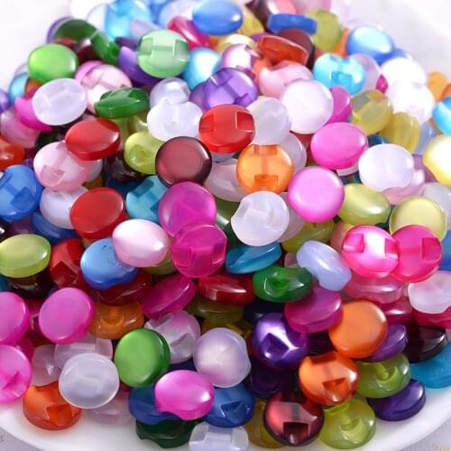 50Pcs 15Colors Transparent Solid Color Resin Buttons Cute Random Mixed Color Sewing Button Scrapbooking DIY Apparel Accessories