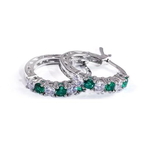 QiLuxy Fashion Round Circle Mosaic CZ Zircon Hoop Earrings for Women Shiny Rhinestore Earrings Female Brincos Jewelry Gifts