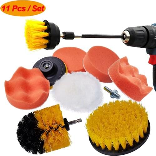 11/9/4 Pcs Power Scrubber Brush Drill Brushes Car Rim Brushes Polishing Pads Buffing Sponge For Tire Wheel Car Cleaning Tools