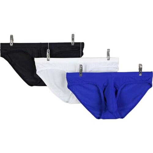 3PCS Men Briefs Ice Silky Smoothly Underwear Mens Sexy Elephant Nose Big Pouch Briefs Underpants Shorts Cueca Male Panties