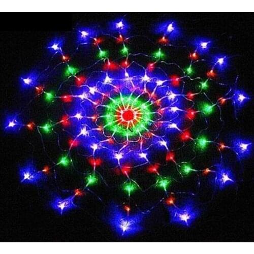 Outdoor Round RGB LED Christmas Net Light 120Leds Spider Web String Lights for Xmas New Year Wedding Party Decoration 1.2m x1.2m