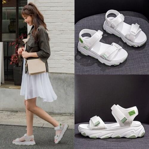Womens Shoes Hook & Loop Casual Mixed Colors Fashion Med (3cm-5cm) Platform Sandals White Flat Heels