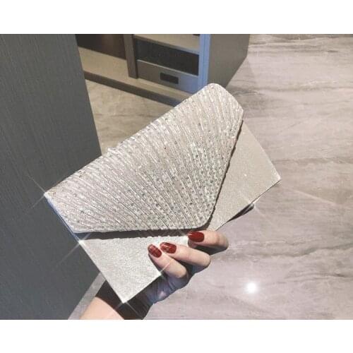 Temperament Rhinestone Banquet Bag Wedding Formal Prom Clutch Bag Sequins Chain Cover Women Shoulder Messenger Bag