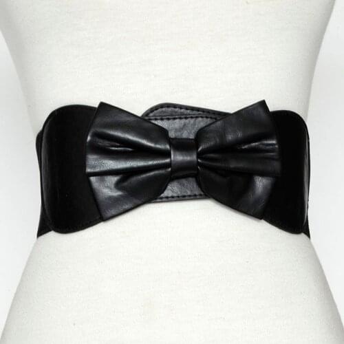 Women Bow Belt New Wide Tie Pu Belts for Women Black Red Camel Waistband Female Dress Jeans Fashion 2021