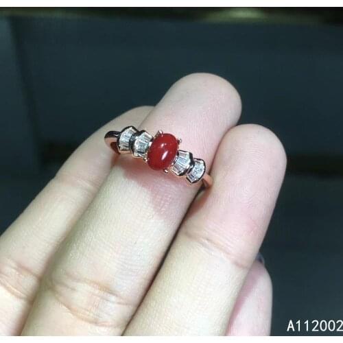 KJJEAXCMY fine jewelry natural red coral 925 sterling silver new women adjustable gemstone ring support test noble