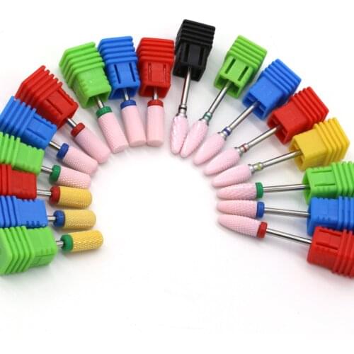 10PCS/Bag Diamond Nail Drill Bit Set Ceramic Carbide Milling Cutter Nail Manicure Polish Machine Set Nail File Tool Accessories