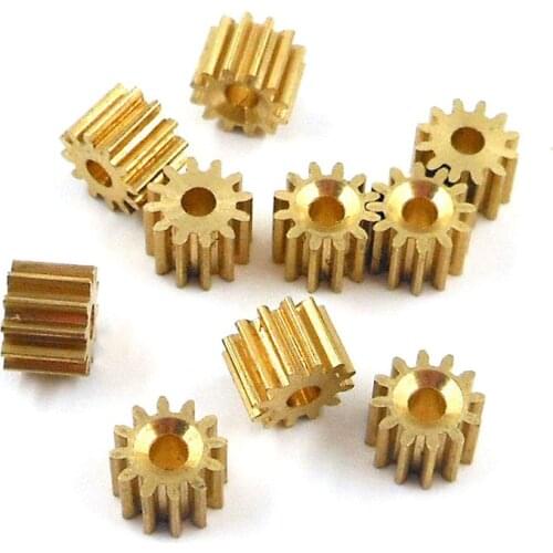 122.3A 0.5M Copper Gears 2.3mm ( 2.24MM ) Hole 12 Teeth Spindle Metal Gear Toy Model Fitting Parts 10PCS/LOT