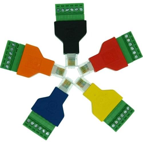 5pcs/lot Mixed Color RJ12 6P6C to secrw terminal block connector Adapter Telephone Connector for Receiver Joint