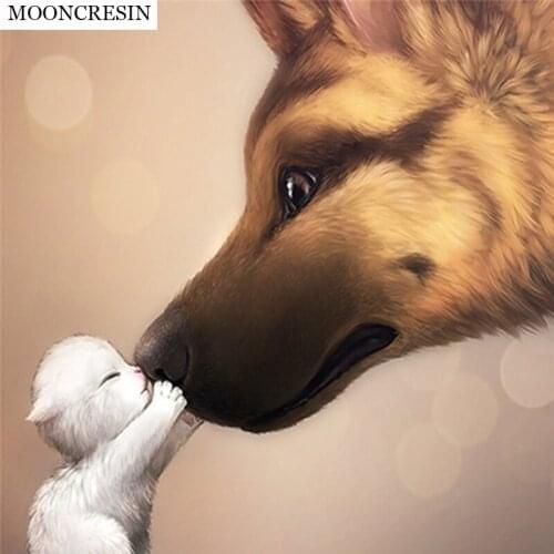 5D DIY Diamond Painting Cross Stitch Animal Dog Sweet Home Decoration Diamond Embroidery Full Square Drill Mosaic Needlework