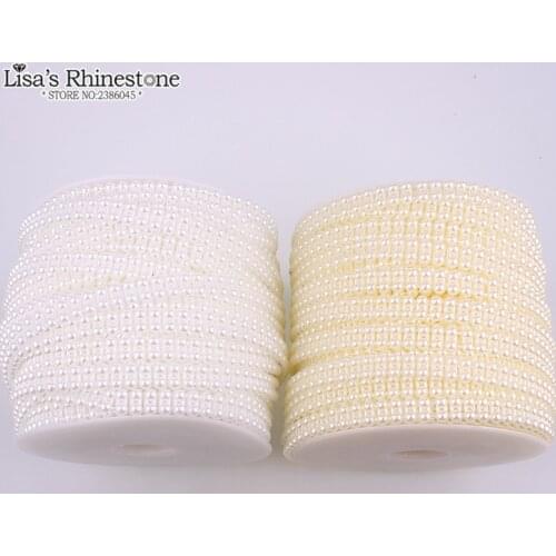 9mm 20m/lot Lace Double Half Round Flat Back Pearl Chain Connection Beads For DIY Garment Accessories Decoration VX17