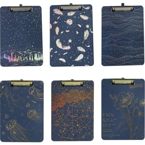 A4 Paper Writing Pad File Folder Document Holder Big Starry Sky Clipboard Transparent School Office Stationery Clipboard