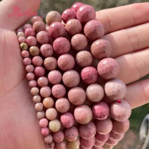 4,6,8,10mm Faceted Round Pink Rhodonite Beads Natural Stone Beads For DIY Necklace Bracelats Jewelry Making 15" Free Shipping