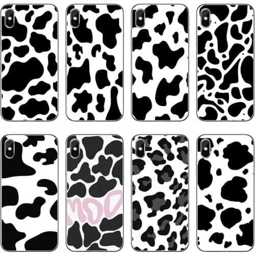 New White Black Cow Symbol Accessories Phone Case For Huawei P30 P20 Pro P10 P9 P8 Lite Y5 Y6 Y7 Y9 P Smart Plus 2018 2019