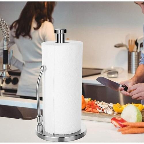 Tissue Paper Towel Holder Stainless Steel Standing Paper Towel Organizer Roll Dispenser for Kitchen Countertop Home Dining Table