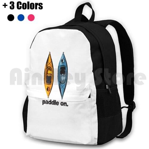 Kayak Design-With Paddle On Text-Blue And Orange Kayaks Outdoor Hiking Backpack Waterproof Camping Travel Kayak Kayaking