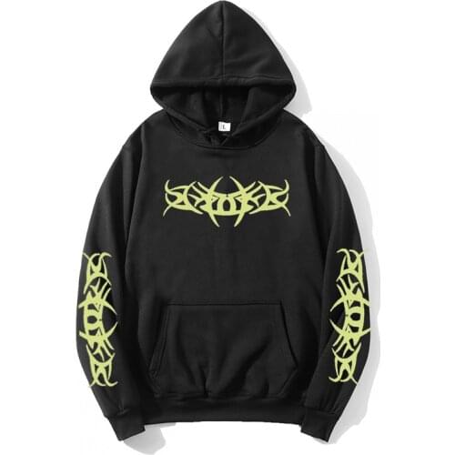 Neon Print Oversized Gothic Hoodie Streetwear Suddera Mujer Winter Clothing Women Long Sleeve Long Hoodie Mens Sweatshirt