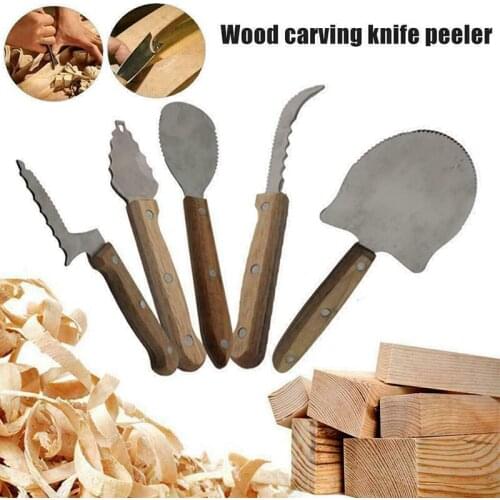 5Pcs Stainless Steel Wood Carving Tools Craft DIY Pumpkin Carving Kit Woodworking Cutter Hand Tool Set
