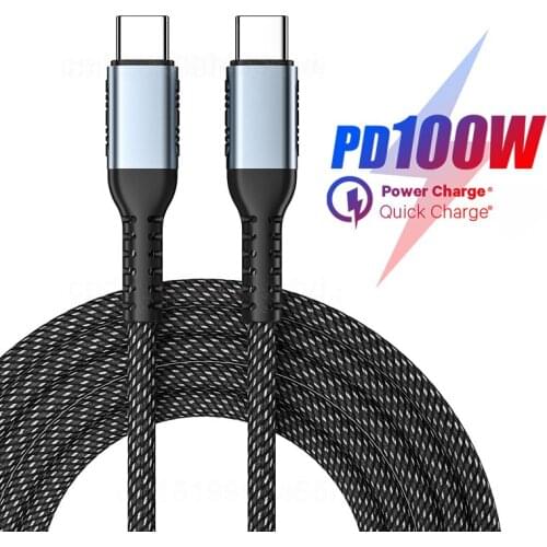 100W USB C to USB Type C Cable for MacBook iPad Pro Quick Charge Cord USB-C 5A PD 100W 65W Fast ChargingType-c Date Cable