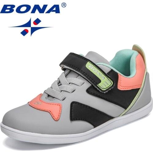 BONA 2021 New Designers Sports Shoes Children Casual Breathable Kids Fashion Sneakers Shoes Non-slip Outdoor Walking Footwear