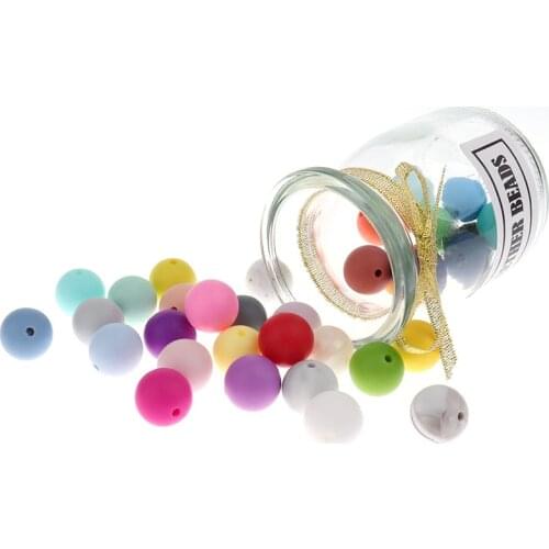 50pcs 12mm Round Silicone Teething Beads BPA Free Baby Teether Pacifier Clips Chain DIY Infant Chewable Biting Shower Toys Gift