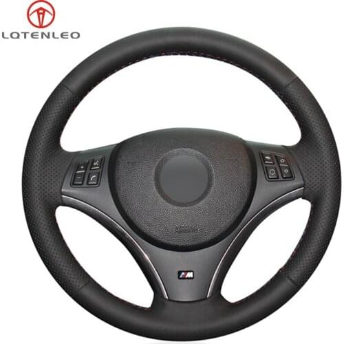 LQTENLEO Black PU Artificial Leather Car Steering Wheel Cover for BMW M Sport 3 Series E91 320i 325i 330i 335i M3 E90 E92 E93