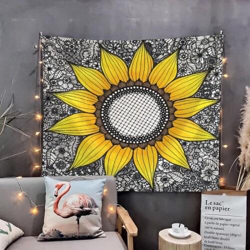 Mandala Sunflower Wall Tapestry Tapestries Wall Hanging Flower Psychedelic Tapestry Wall Hanging Decor Halloween Deco