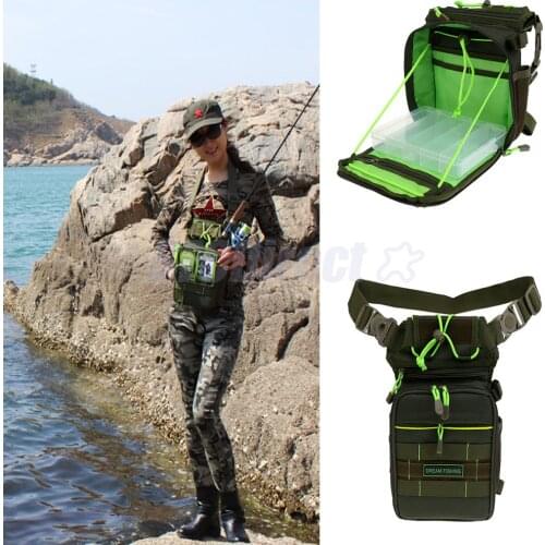 Multifunction Fishing Lure Bag Waist Leg Adjustable Shoulder Strap Fishing Rod Tackle Bag Messenger Outdoor Sports Bag 2 Color