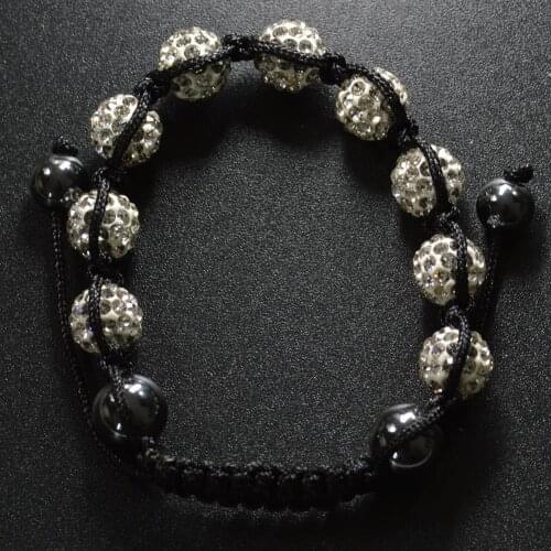 Fashion Beads Bracelets for Women Elegant Jewelry Party 10mm Crystal 9 Clay Ball DIY Hand Braid Resizable Mix Color