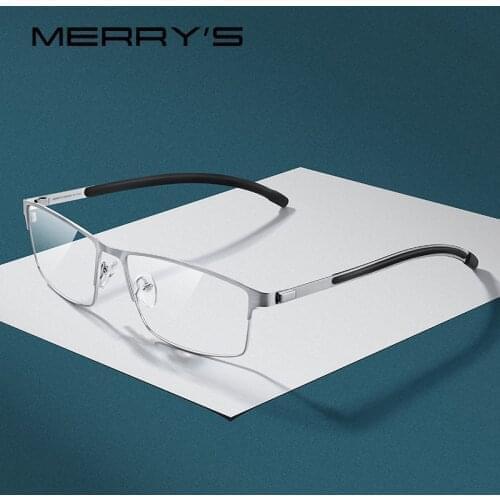 MERRYS DESIGN Titanium Alloy Men Optical Glasses Frame Ultralight Square Myopia Prescription Eyeglasses Antiskid Silicone S2268