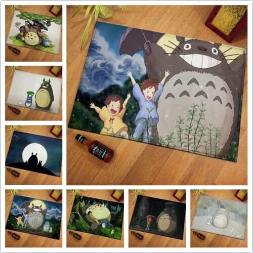 Cartoon Totoro Cat Soft Flannel Carpet Kitchen Bedroom Rugs Bathroom Anti-slip Floor Mat Decorative Foot Pad Entrance Doormat