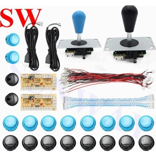 2 player Kit for Arcade PC Joystick Game DIY USB Encoder 5 Pin Rocker 20pcs push buttons for family console game machine