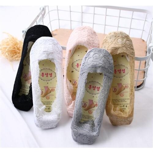 70 5 Pairs/Set Summer Girls Casual Flower Embroidery Ankle Funny Sock Smooth Feeling Floor Boat Lace Short Socks
