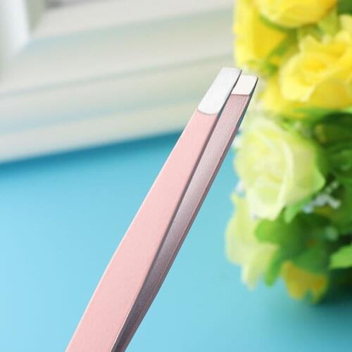 New Professional Stainless Steel Eyebrow Tweezer Slant Tip Flat Tip Lady Hair Removal Clips Makeup Accessory Eyes Cosmetic Tool