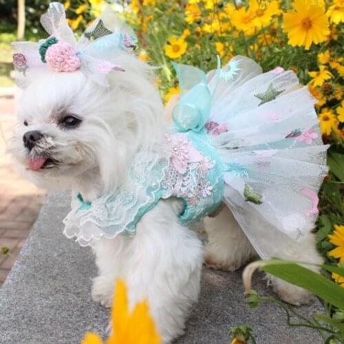 Designed Luxury Dogs Wedding Dress Embroidery Lace Tutu Weeding Skirt Summer Dress Chihuahua Dress For Party Clothes XS-XL